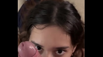 Horny brunette sucking dick backstage