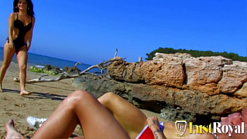 Blonde and brunette babes hammered in foursome