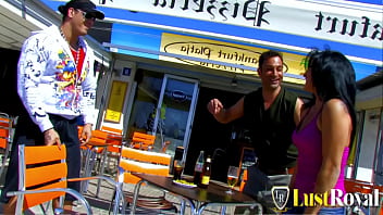 Blonde and brunette babes hammered in foursome