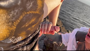 I suck on the beach and get cum in my mouth part 1