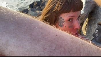 I suck on the beach and get cum in my mouth part 1