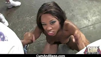 Interracial black slut hardcore group facial 5