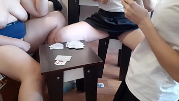 The one who lost at cards licks pussy