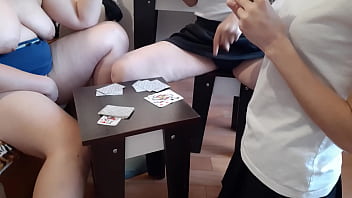 The one who lost at cards licks pussy