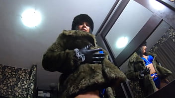 Milfycalla deep blow job and cum play while wearing a hot green fur coat leather gloves and long boots 213 previewto