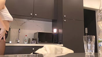 Amazingly beautiful all natural big boobs new hot blonde wife in transparent pantyhose flashes her ass and pussy