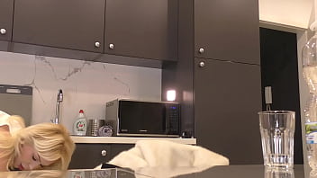 Amazingly beautiful all natural big boobs new hot blonde wife in transparent pantyhose flashes her ass and pussy