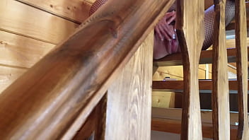 Sexy girl in mask and mesh suit without panties caresses her excited pussy and masturbates her to a real female orgasm on the stairs Sexy girl in mask and mesh suit without panties caresses her excited pussy and masturbates her to a real female orgasm on the stairs