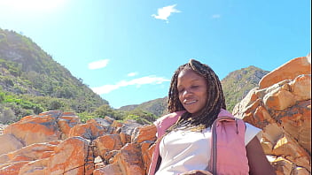 I lick all the cum of sugardaddies cock on a secret beach after our hike