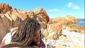 I lick all the cum of sugardaddies cock on a secret beach after our hike