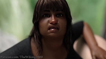 Skinny giantess eats two in the jungle