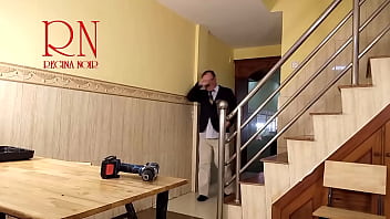 Cheating housewife plumber and cuckold husband at the kitchen scene 2