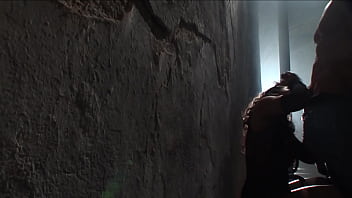 Watch her flirtatiously tug on his tie while giving him an upskirt of her pantyless butt