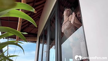 Blonde In Black Fishnets Likes It Rough thumbnail