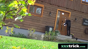 Repo man trick leads to hot threesome with eager squirting teens