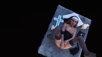 Seductive nun little dragon prays on her knees & stretches her hole with a buttplug in the deepest confession braindance spatial vr