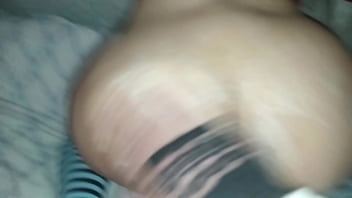 Woman's boyfriend ejaculates on the buttocks of a latin brunette