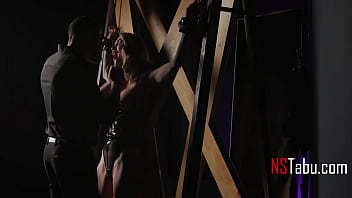 Tied up blonde milf is balls deep into bdsm