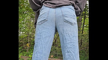 Wife pisses while walking at the park