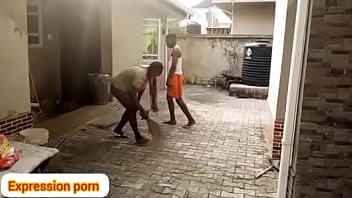 She was caught while sweeping the compound when no one is at home imagine lonely fuck without no noise