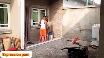 She was caught while sweeping the compound when no one is at home imagine lonely fuck without no noise