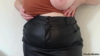 Horny young girl masturbating by sticking the vibrator in her pussy and then leaves it inside and goes shopping