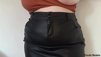 Horny young girl masturbating by sticking the vibrator in her pussy and then leaves it inside and goes shopping