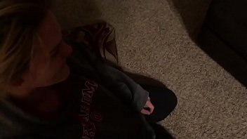 Amateur sexy blonde girlfriend sucking my cock & balls