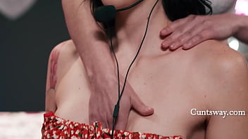 Casey calvert squeezes the stress point in her neck sending a girl engrossed in gaming into a frenzy