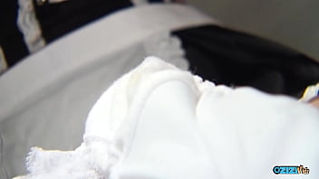 Following her housecleaning the maid engaged with a man who provided her with sexual pleasure