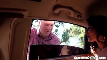 Wild slut fucking in threesome and in a limo