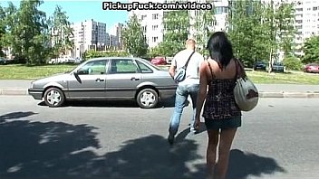 Brunette sucking in the bush