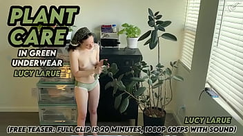 Plant care in green underwear