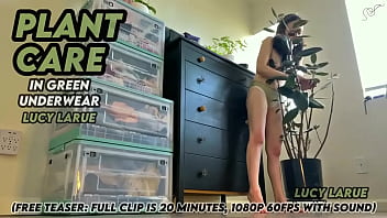 Plant care in green underwear