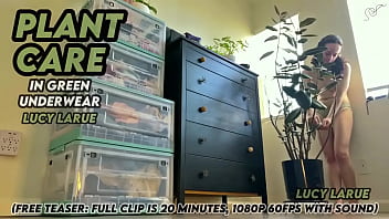 Plant care in green underwear