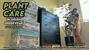 Plant care in green underwear