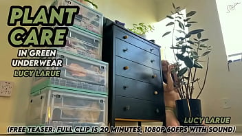 Plant care in green underwear