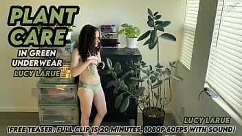 Plant care in green underwear