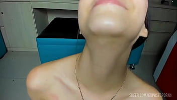 Girl gives sloppy blowjobs and gets cum in her mouth