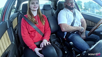 German real redhead ginger teen 18 with pale skin suprised old guy with fuck after lost bet with classmate