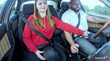 German real redhead ginger teen 18 with pale skin suprised old guy with fuck after lost bet with classmate