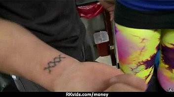 Tight teen fucks a man in front of the camera for cash 7