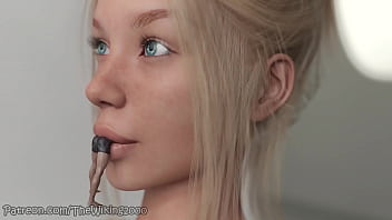 Two giantesses make out and swallow shrunken man