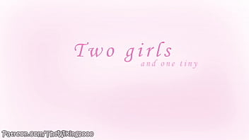 Two giantesses make out and swallow shrunken man