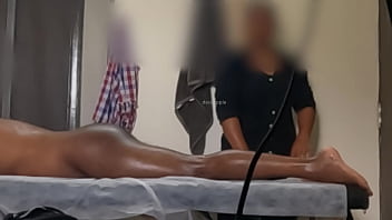 Showing bum to spa lady
