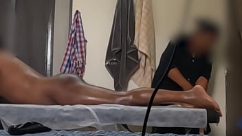 Showing bum to spa lady