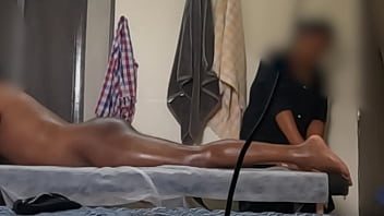 Showing bum to spa lady