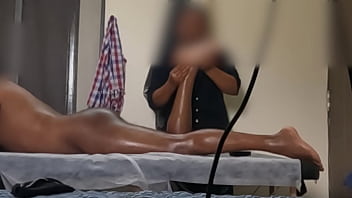 Showing bum to spa lady