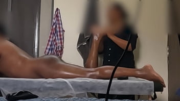 Showing bum to spa lady