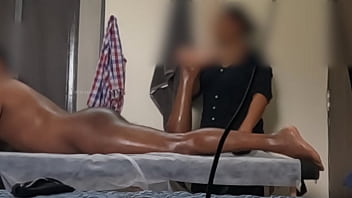 Showing bum to spa lady